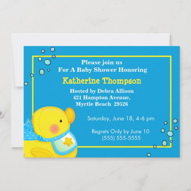 Invitation de Baby shower en caoutchouc jaune (Devant)