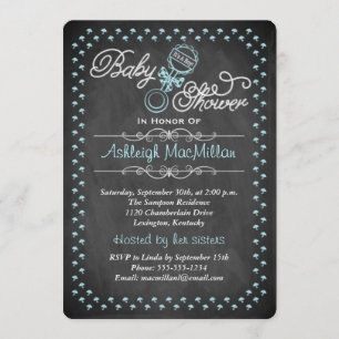 Invitation de Baby shower en damier - Bleu