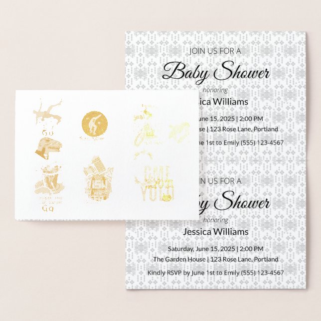 Invitation de baby shower en feuille d'aluminium | (Affichage)