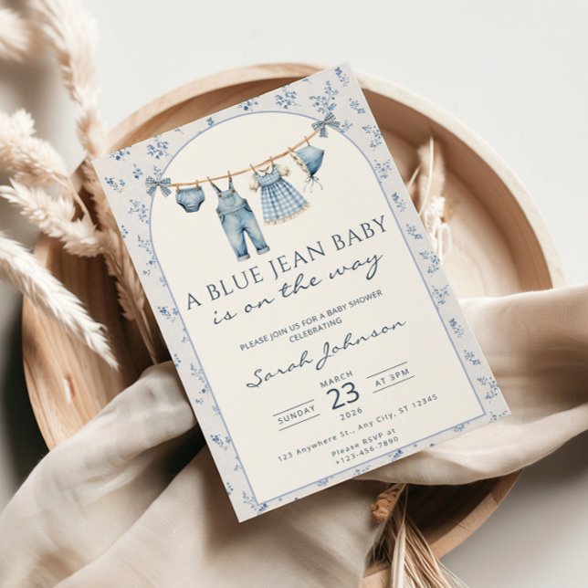Invitation de Baby Shower en Jean Bleu Cowboy (Créateur téléchargé)