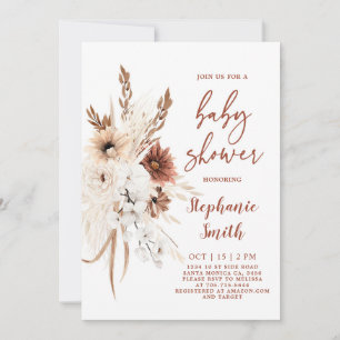Invitation de Baby shower en laiton Boho Pampas