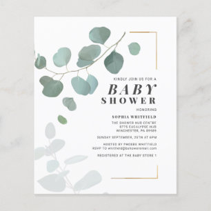 Invitation de Baby shower Eucalyptus Budget