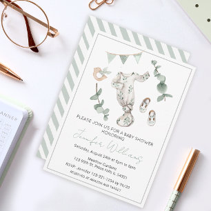 Invitation de baby shower Eucalyptus sans distinct