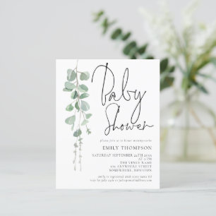 Invitation de Baby shower Eucalyptus Script Budget