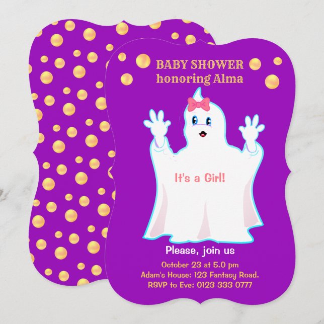 Invitation de Baby Shower Fantôme Charmant (Devant / Derrière)
