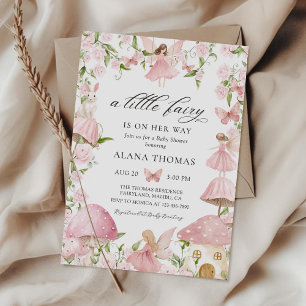 Invitation de Baby Shower Fée Magique Florale Rose