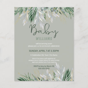 Invitation de Baby shower Feuille du budget Sage G