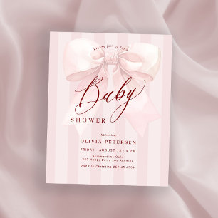 Invitation de baby shower fille à ruban rose bon m
