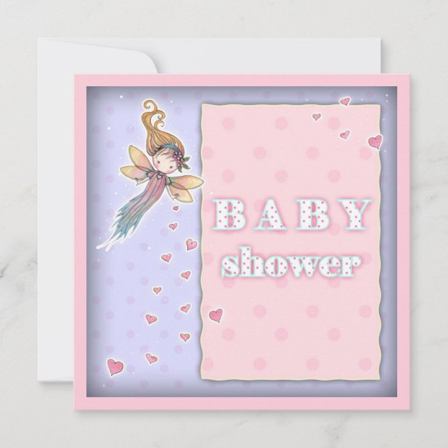 Invitation de Baby Shower Fille avec une Petite Fé (Devant)