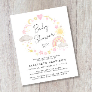 Invitation de Baby Shower Fille Bohème à l'Aquarel
