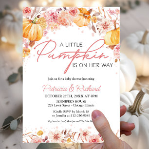 Invitation de Baby Shower Fille Citrouille Économi