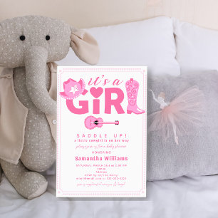 Invitation de Baby Shower Fille Cowgirl de l'Ouest