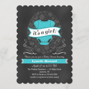 Invitation de Baby shower fille en tableau noir tu