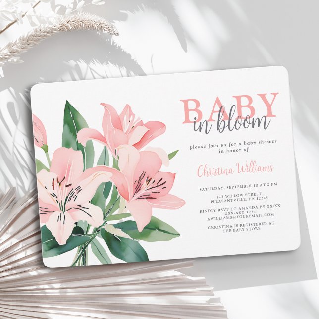 Invitation de Baby Shower Fille Fleur Rose (Créateur téléchargé)