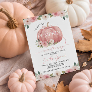 Invitation de Baby Shower Fille Fleur Rose Pomme d