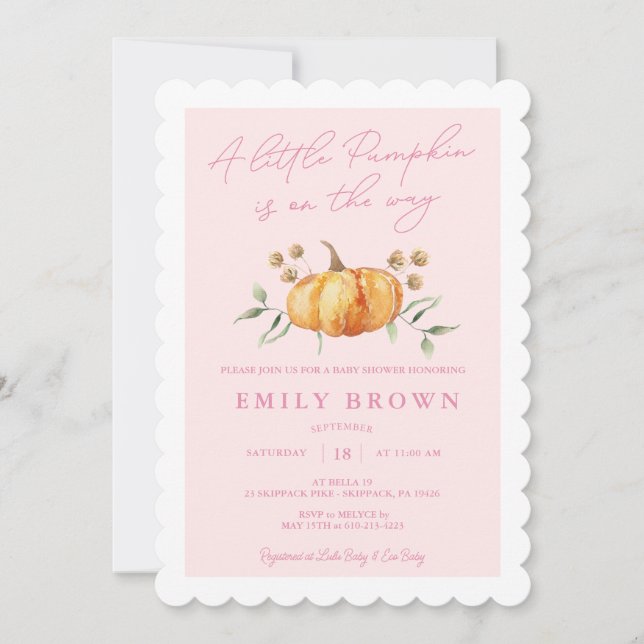 Invitation de Baby Shower Fille Fleurie Petite Cit (Devant)