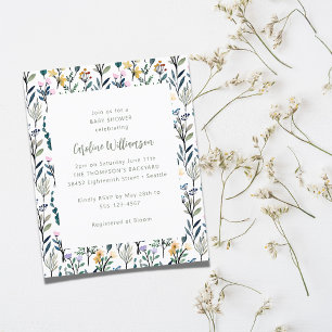 Invitation de Baby Shower Fleur de Sauvage à l'aqu