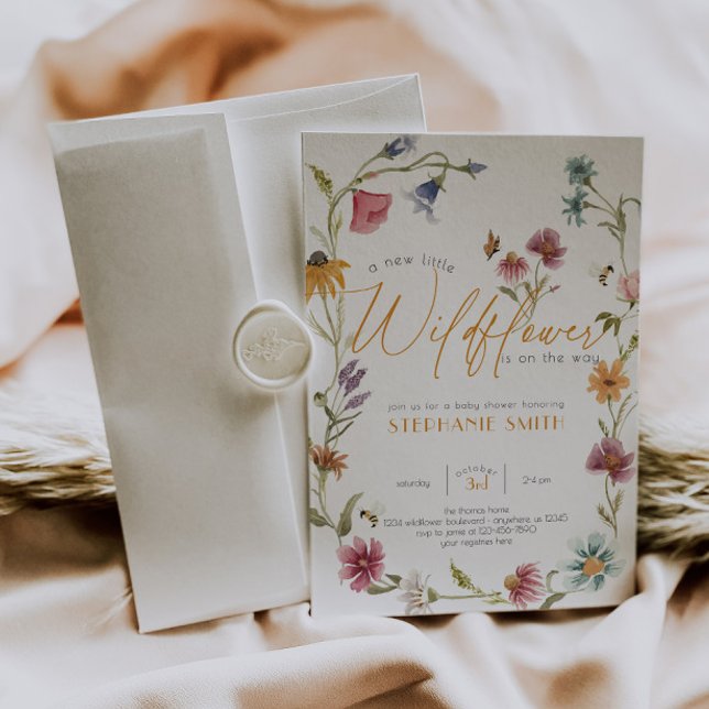 Invitation de Baby shower Fleur sauvage d'aquarell (Créateur téléchargé)