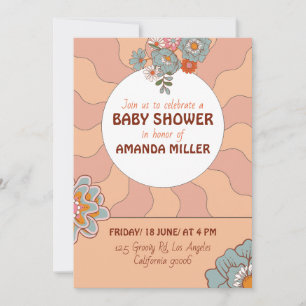 Invitation de Baby shower Fleur Style Rétro