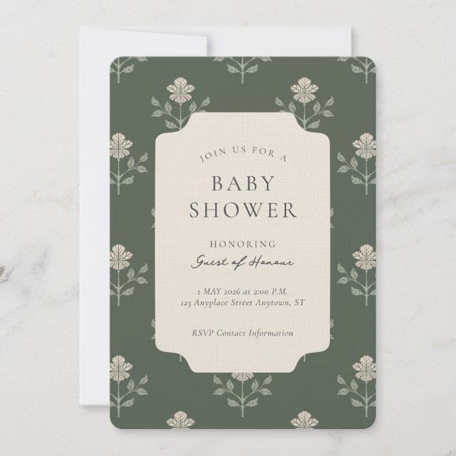 Invitation de Baby Shower Fleurie Imprimée Iris Vi (Devant)