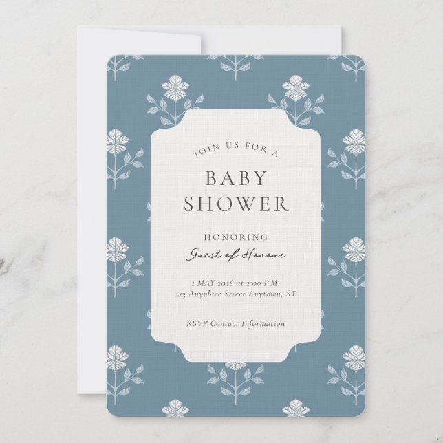 Invitation de Baby Shower Fleurie Imprimée Iris Vi (Devant)