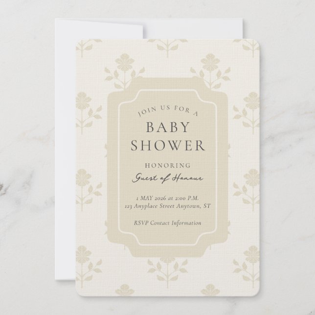 Invitation de Baby Shower Fleurie Imprimée Iris Vi (Devant)