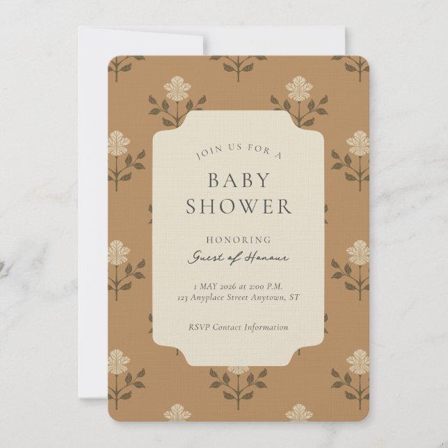 Invitation de Baby Shower Fleurie Imprimée Iris Vi (Devant)