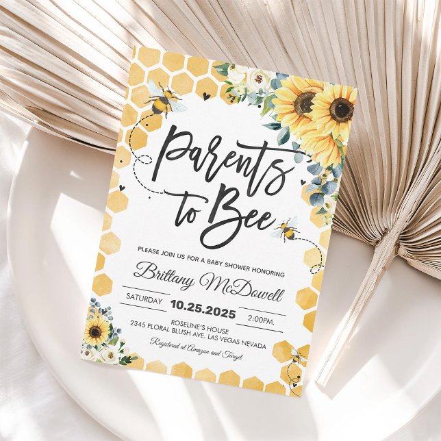 Invitation de Baby Shower Fleurie Jaune pour les f (Créateur téléchargé)