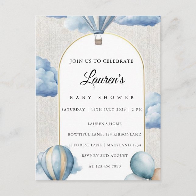 Invitation de Baby Shower Fleurie Rose | Fille Bab (Devant)
