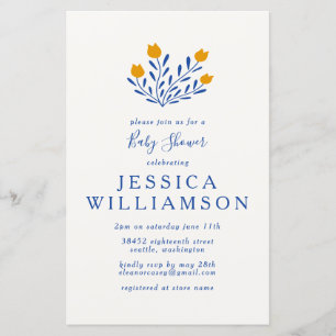Invitation de Baby Shower Fleurs Mignonnes Budget