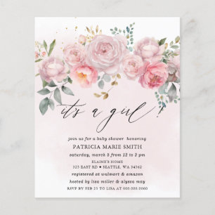 Invitation de Baby shower floral Blush Budget