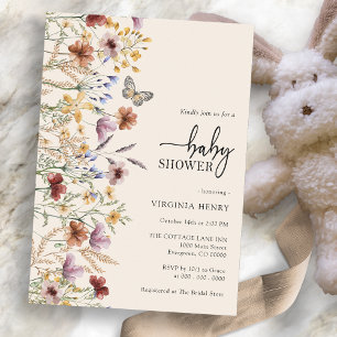 Invitation de Baby Shower Floral Boho