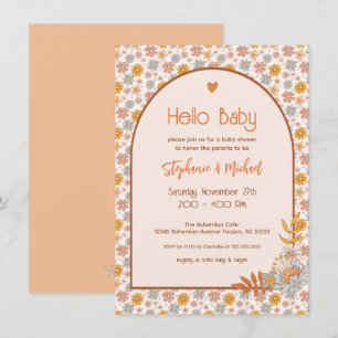 Invitation de Baby shower Floral Boho Retro