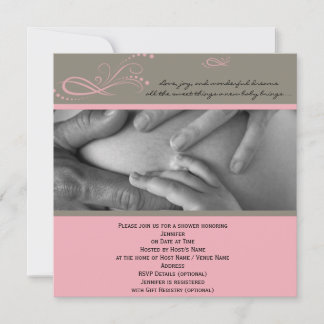 Invitation de Baby shower Floral Brown rose