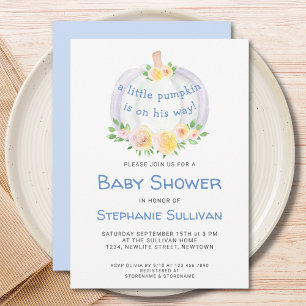 Invitation de Baby shower Floral Citrouille Boys