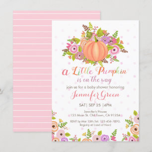 Invitation de Baby shower Floral Citrouille rose