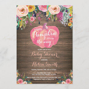 Invitation de Baby shower Floral Citrouille russe