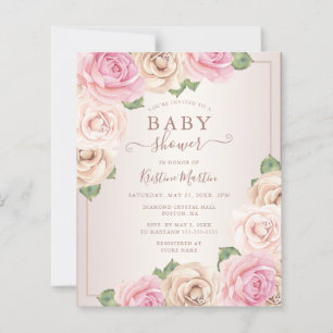 Invitation de Baby shower floral de couleur d'aqua