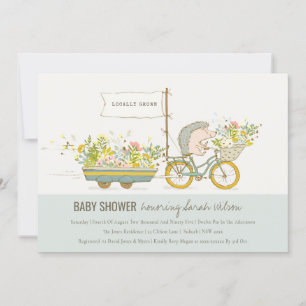 Invitation de Baby shower floral de Hérisson culti