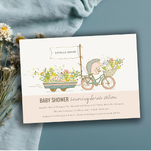 Invitation de Baby shower floral de Hérisson culti