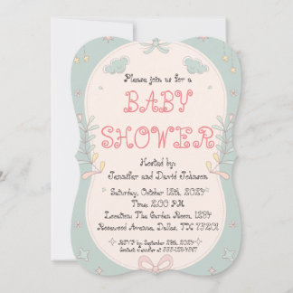 Invitation de Baby shower Floral doux