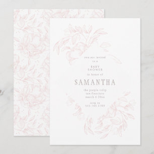 Invitation de Baby shower floral romantique rose
