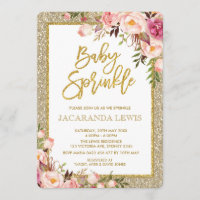 Invitation de Baby shower floral rose pâle de la P