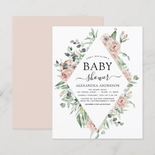 Invitation de Baby Shower Floral Rose Poussiéreuse