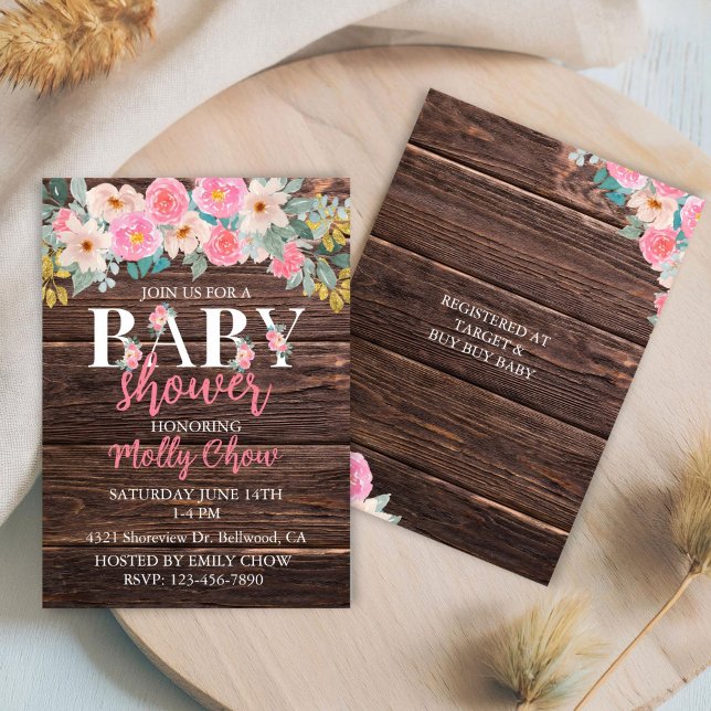 Invitation de Baby shower floral rustique (Créateur téléchargé)