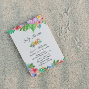 Invitation de Baby shower floral tropical