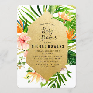 Invitation de Baby shower floral tropical