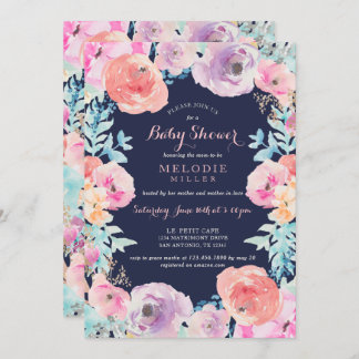 Invitation de Baby shower Floral Vintage de la Mar