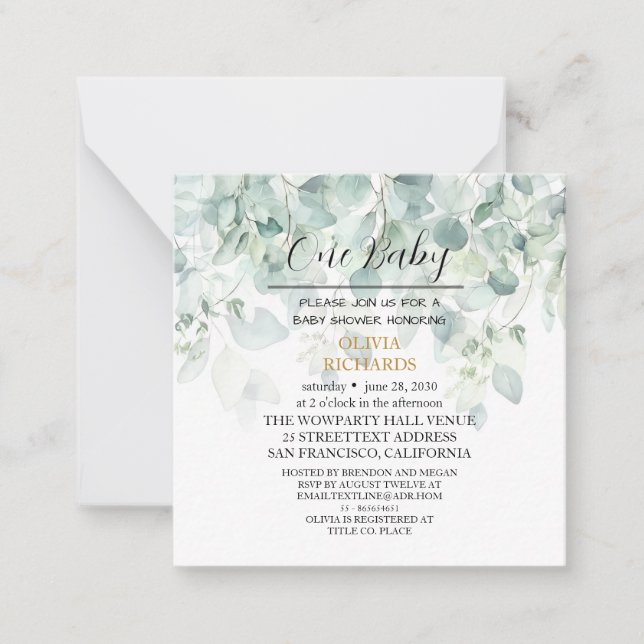 Invitation de Baby Shower Florale (Devant)