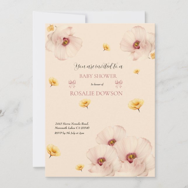 Invitation de baby shower florale (Devant)